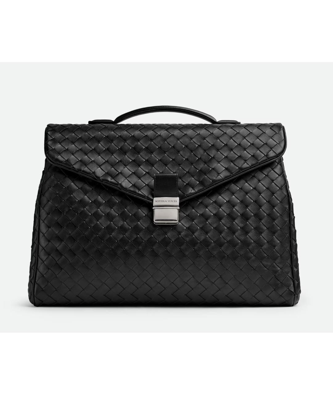 BOTTEGA VENETA Черный кожаный портфель, фото 7