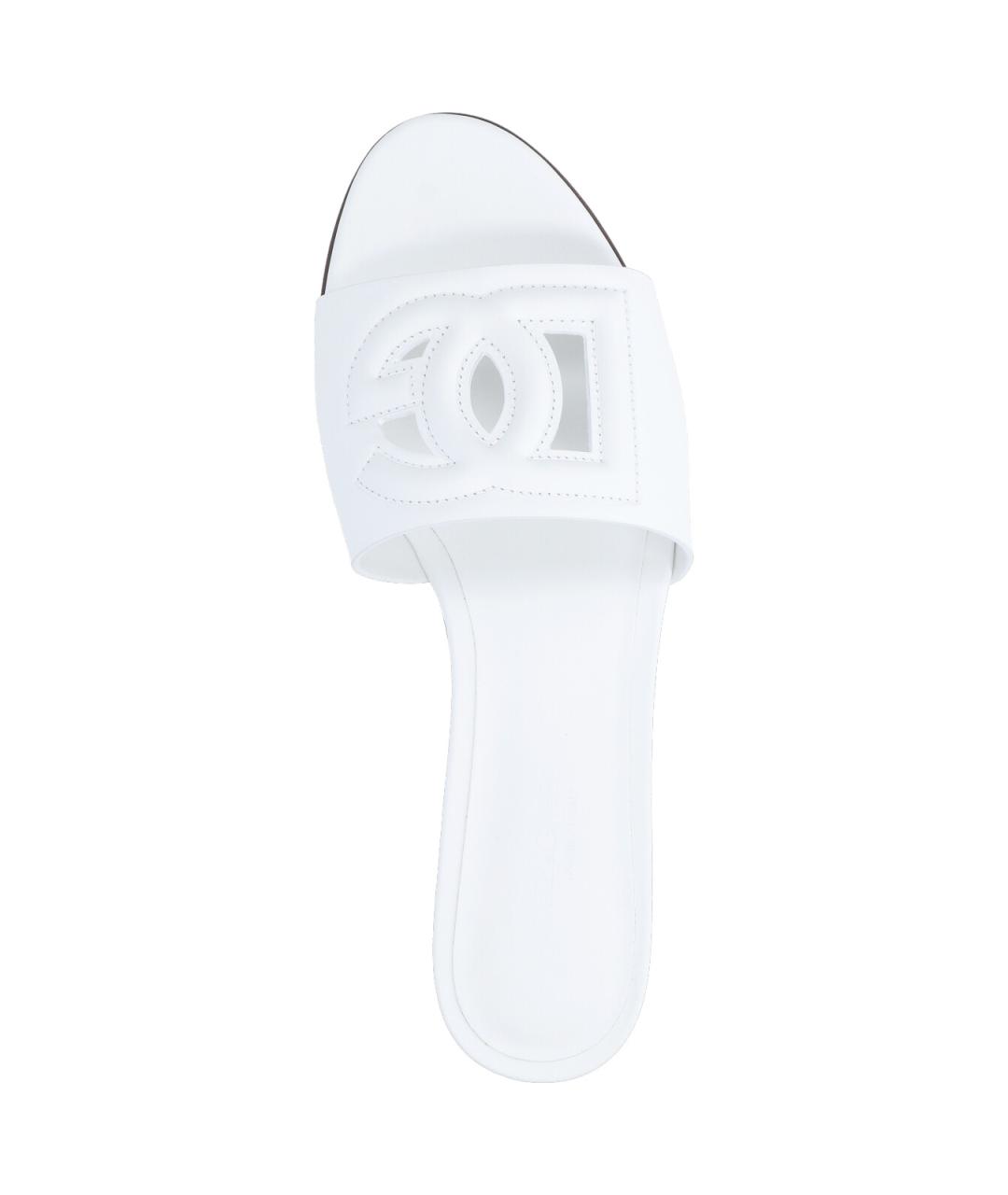 DOLCE&GABBANA Белые кожаные сандалии, фото 5