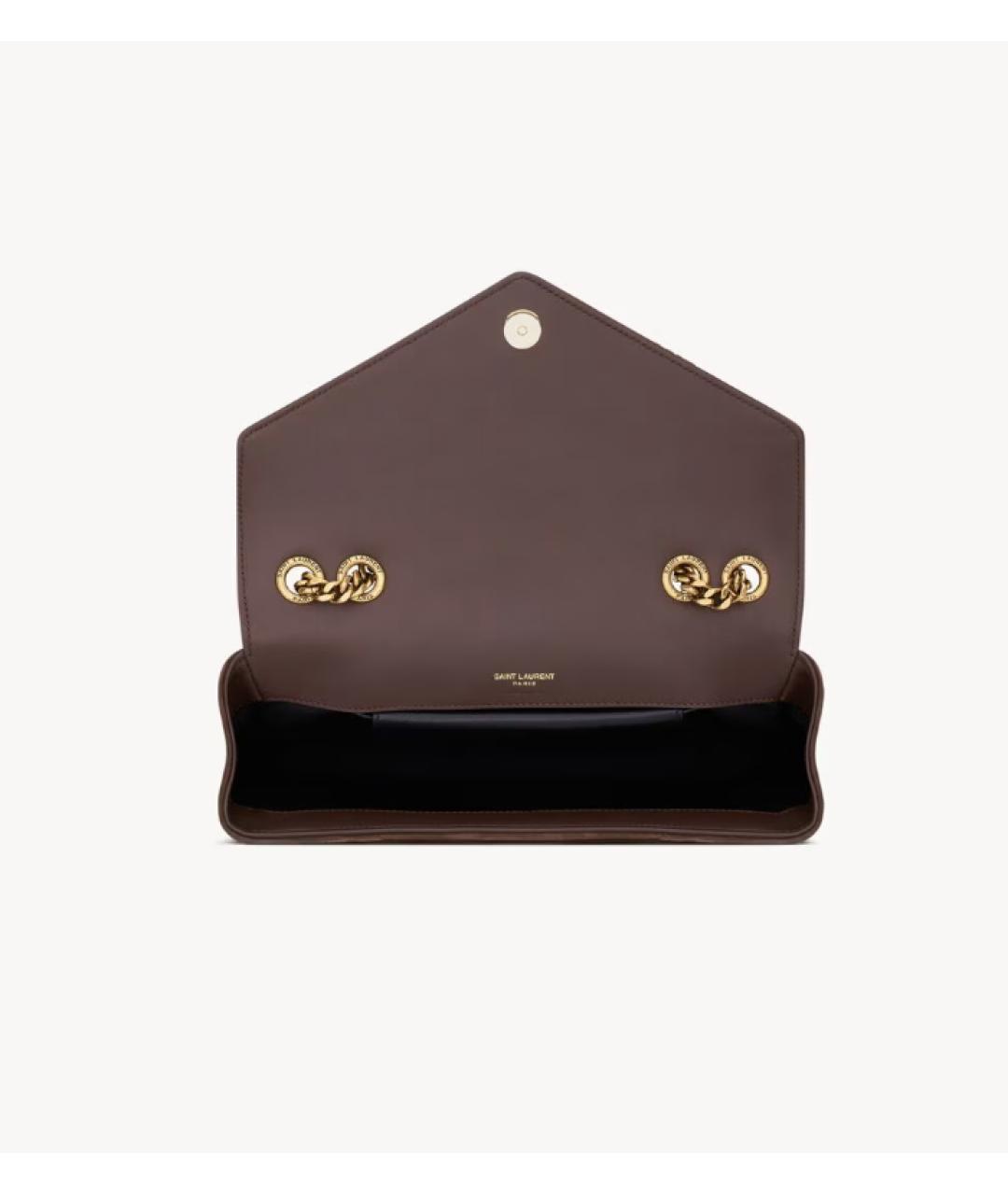 SAINT LAURENT Коричневая замшевая сумка через плечо, фото 5