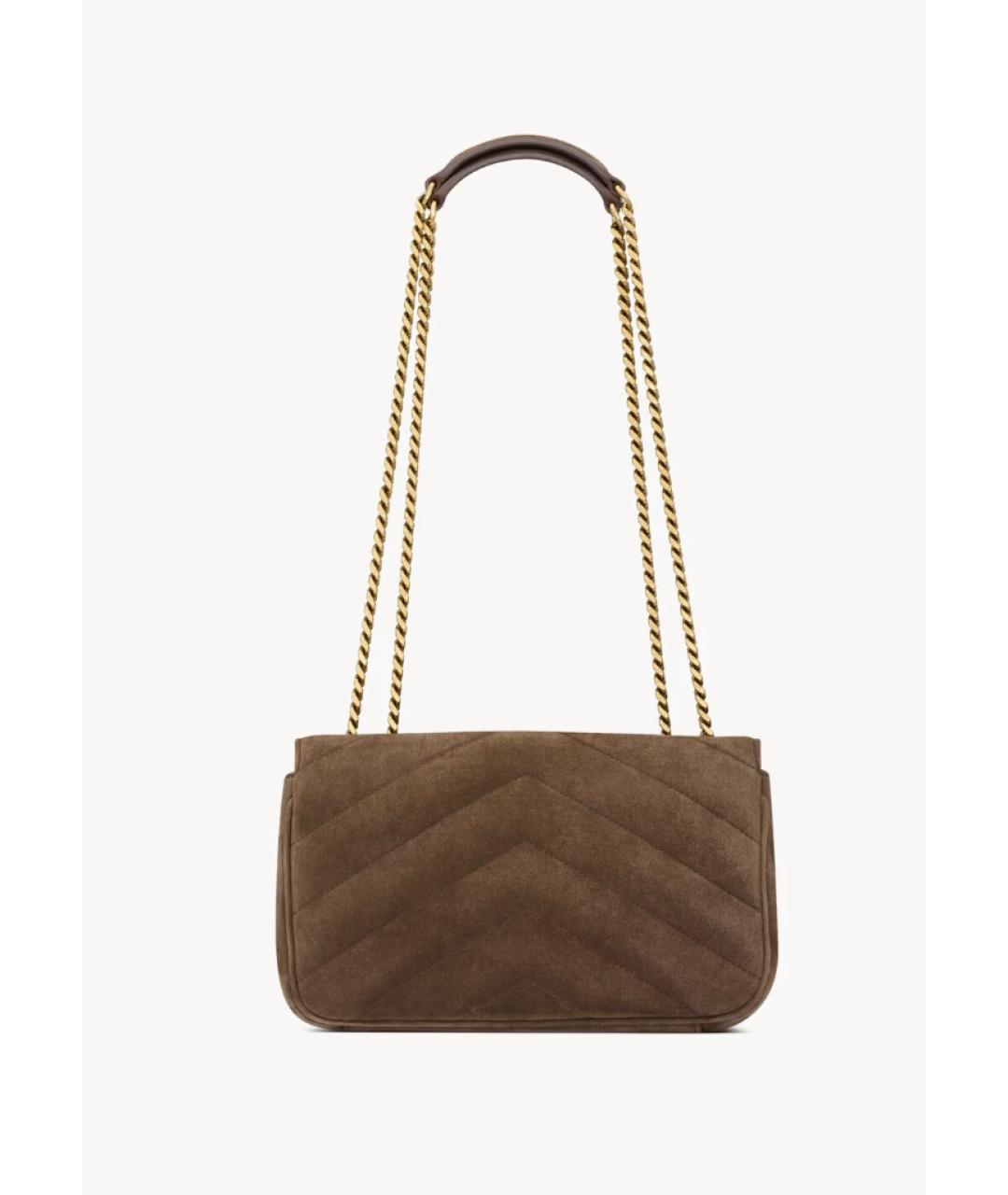 SAINT LAURENT Коричневая замшевая сумка через плечо, фото 2