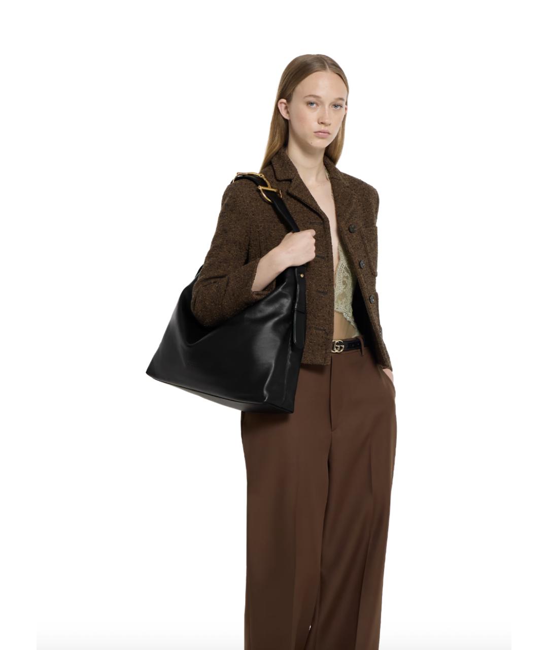 GUCCI Черная кожаная сумка через плечо, фото 2