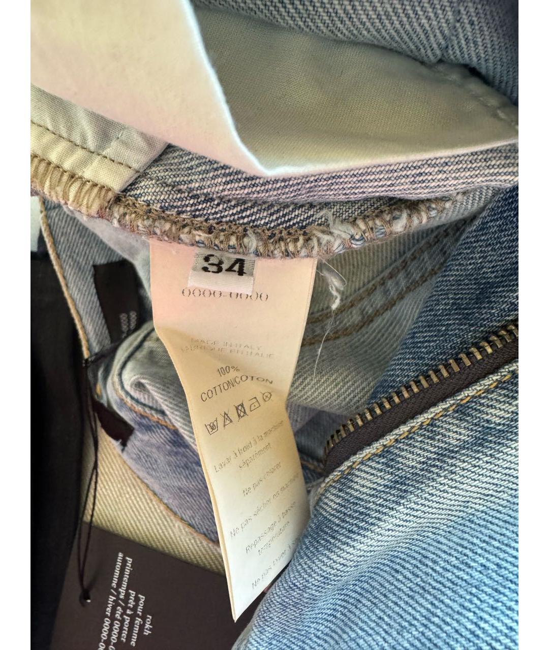 ROKH Голубые хлопковые джинсы слим, фото 6