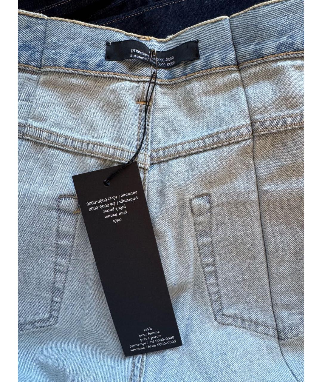 ROKH Голубые хлопковые джинсы слим, фото 3