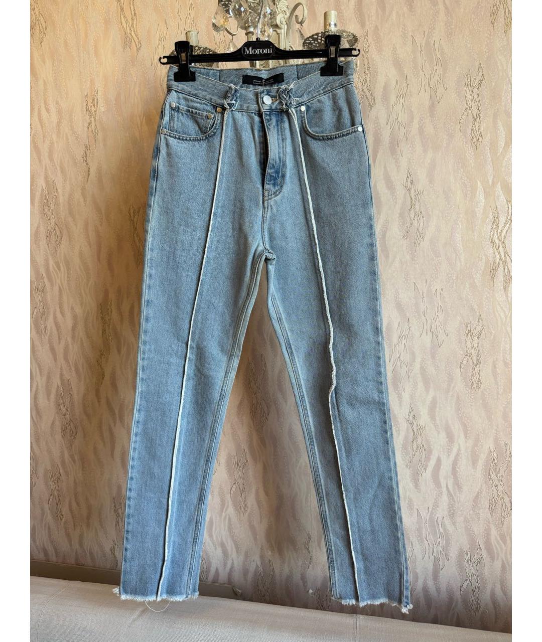 ROKH Голубые хлопковые джинсы слим, фото 8