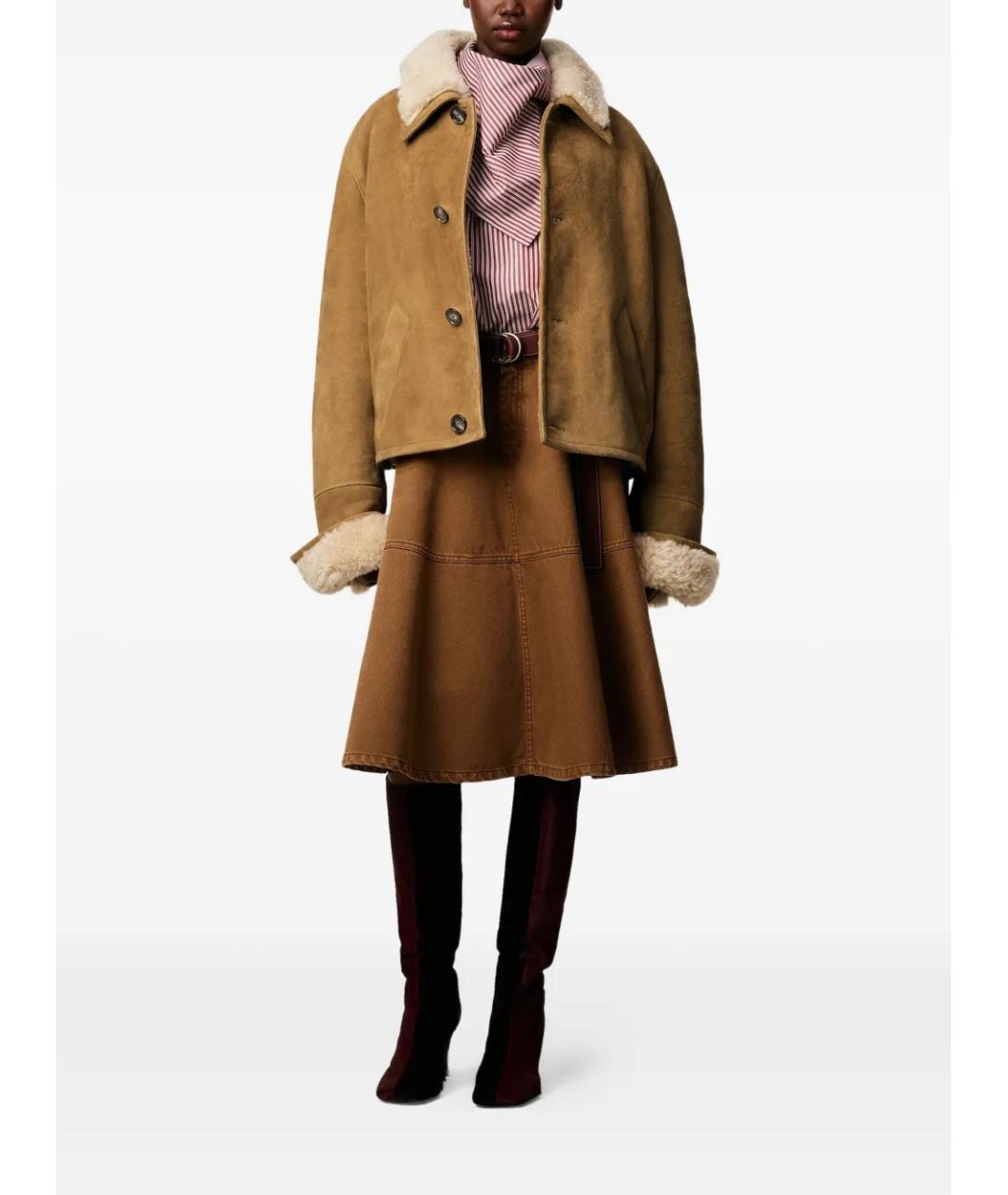 Ami Paris Коричневая кожаная куртка, фото 2