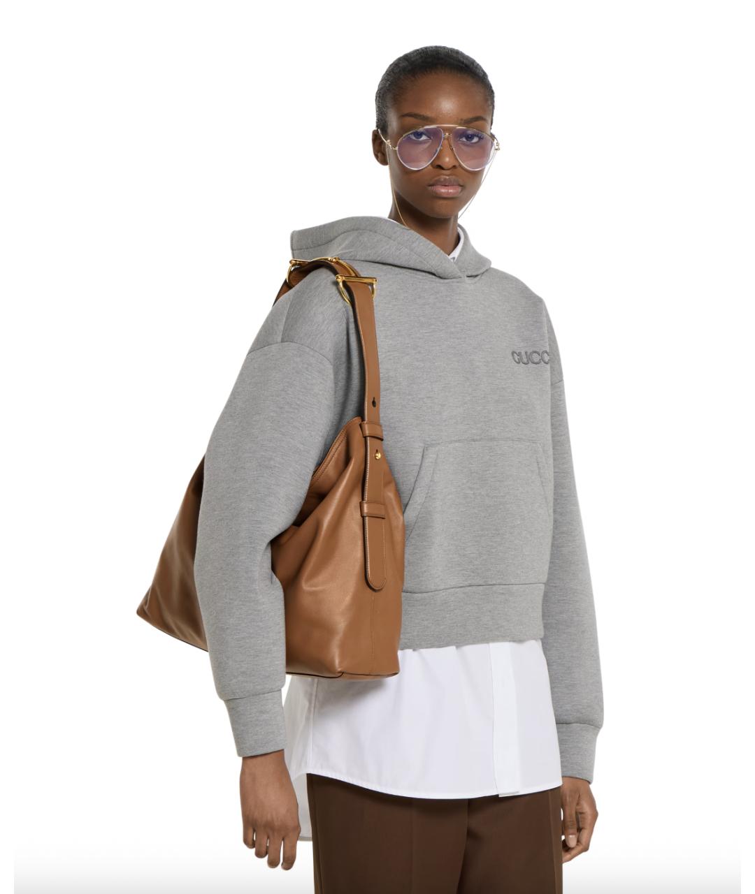 GUCCI Коричневая кожаная сумка через плечо, фото 3