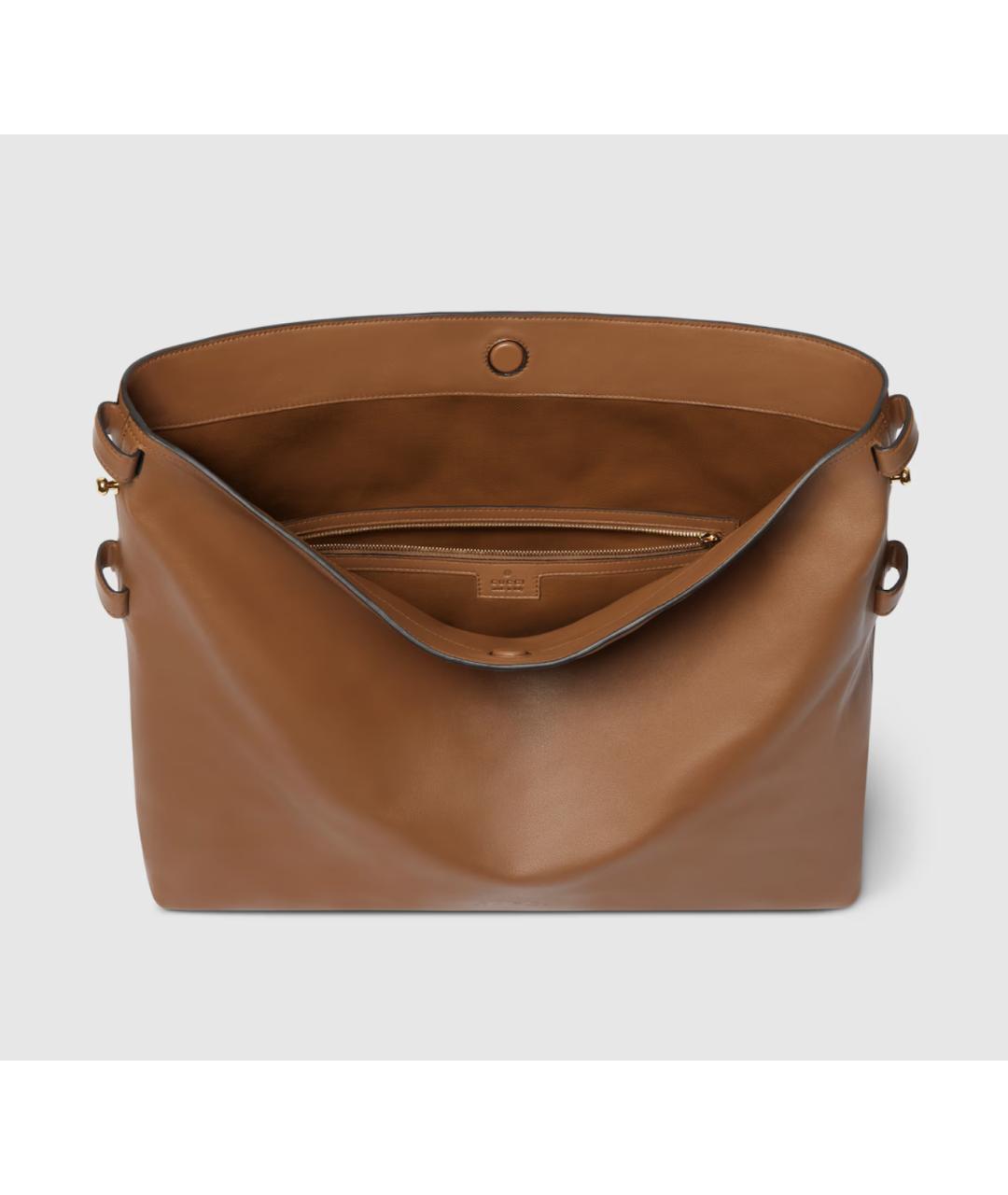 GUCCI Коричневая кожаная сумка через плечо, фото 6