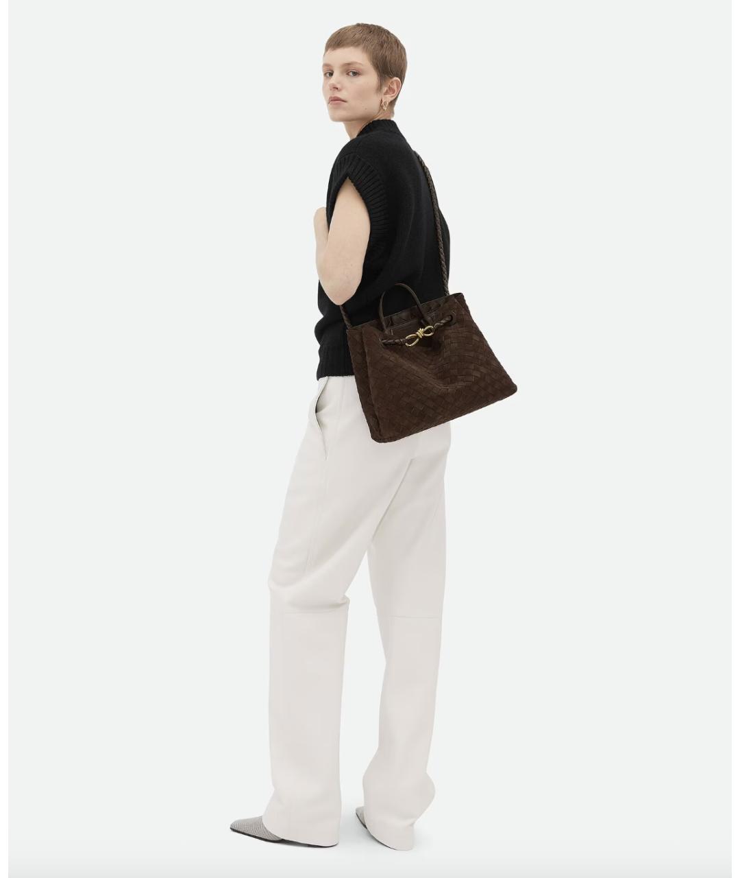 BOTTEGA VENETA Коричневая замшевая сумка тоут, фото 6