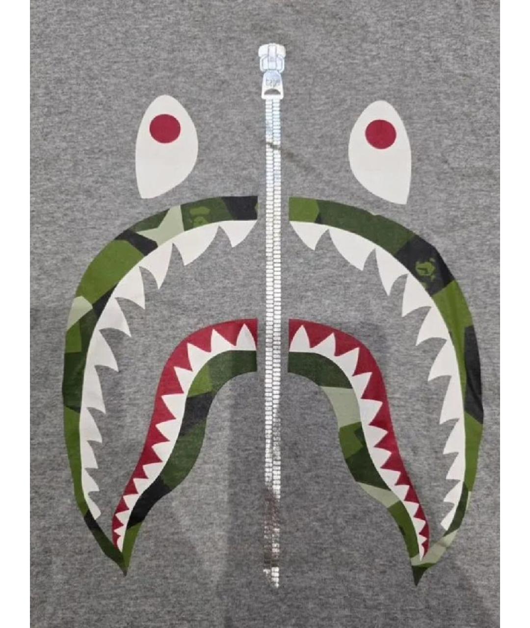 A BATHING APE Серая хлопковая футболка, фото 2