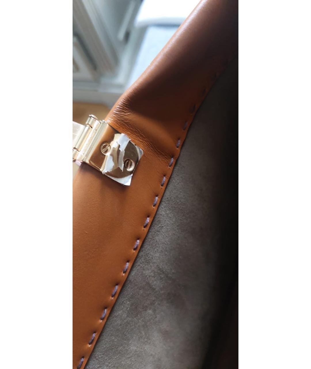 FENDI Оранжевая кожаная сумка с короткими ручками, фото 6