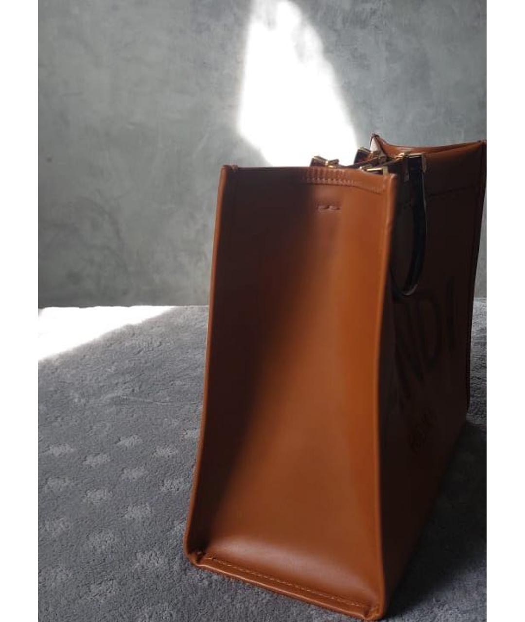 FENDI Оранжевая кожаная сумка с короткими ручками, фото 5