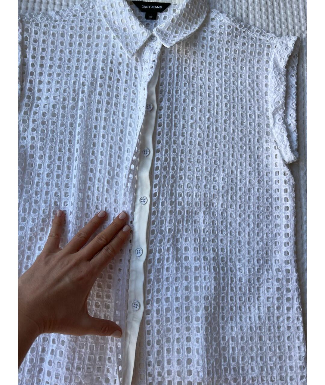 DKNY Белая хлопковая рубашка, фото 3
