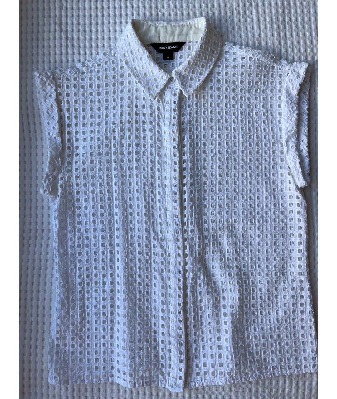DKNY Белая хлопковая рубашка, фото 9