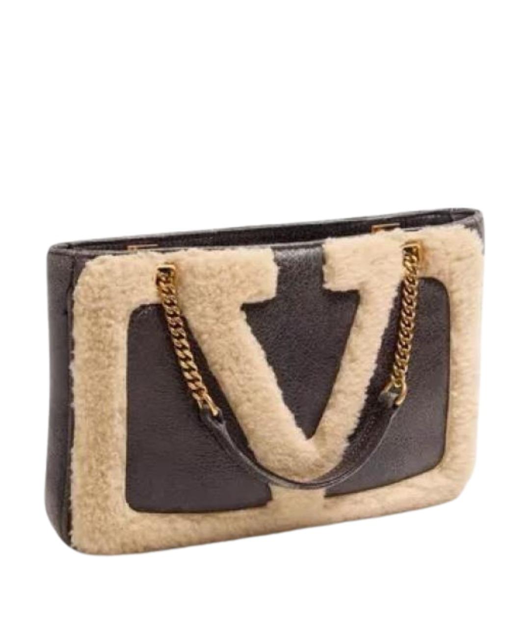 VALENTINO Бежевая кожаная сумка через плечо, фото 1