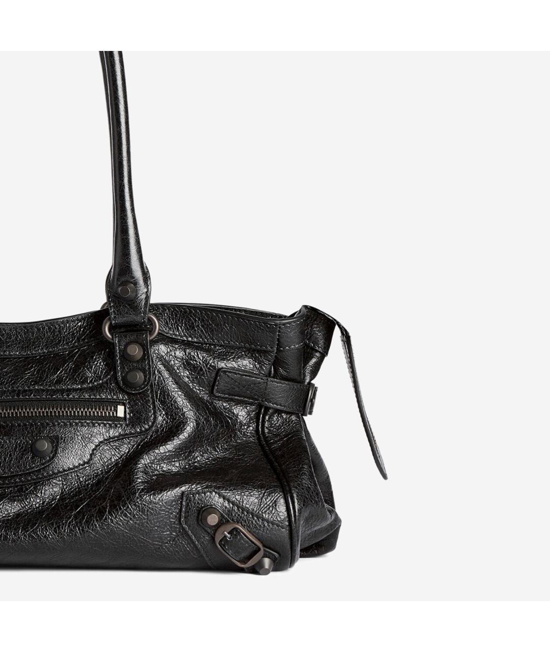 BALENCIAGA Черная кожаная сумка через плечо, фото 4