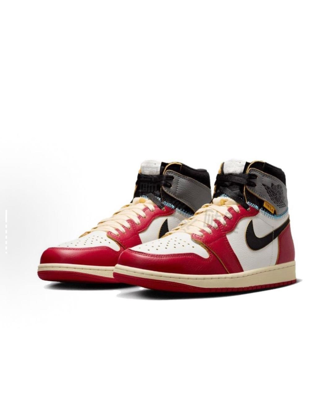 JORDAN Красные кожаные высокие кроссовки / кеды, фото 3