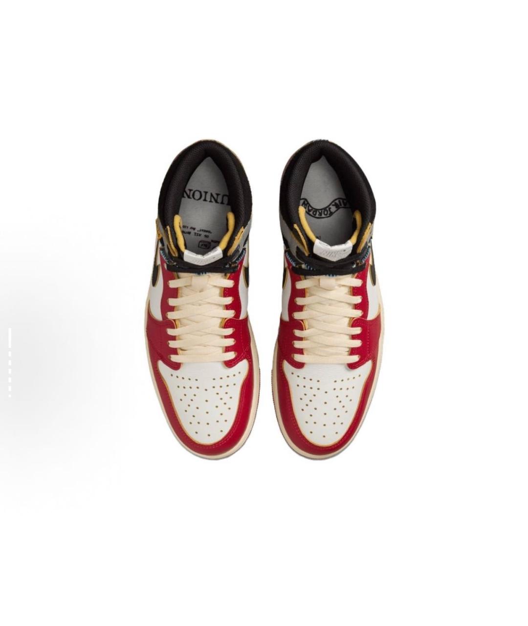 JORDAN Красные кожаные высокие кроссовки / кеды, фото 4