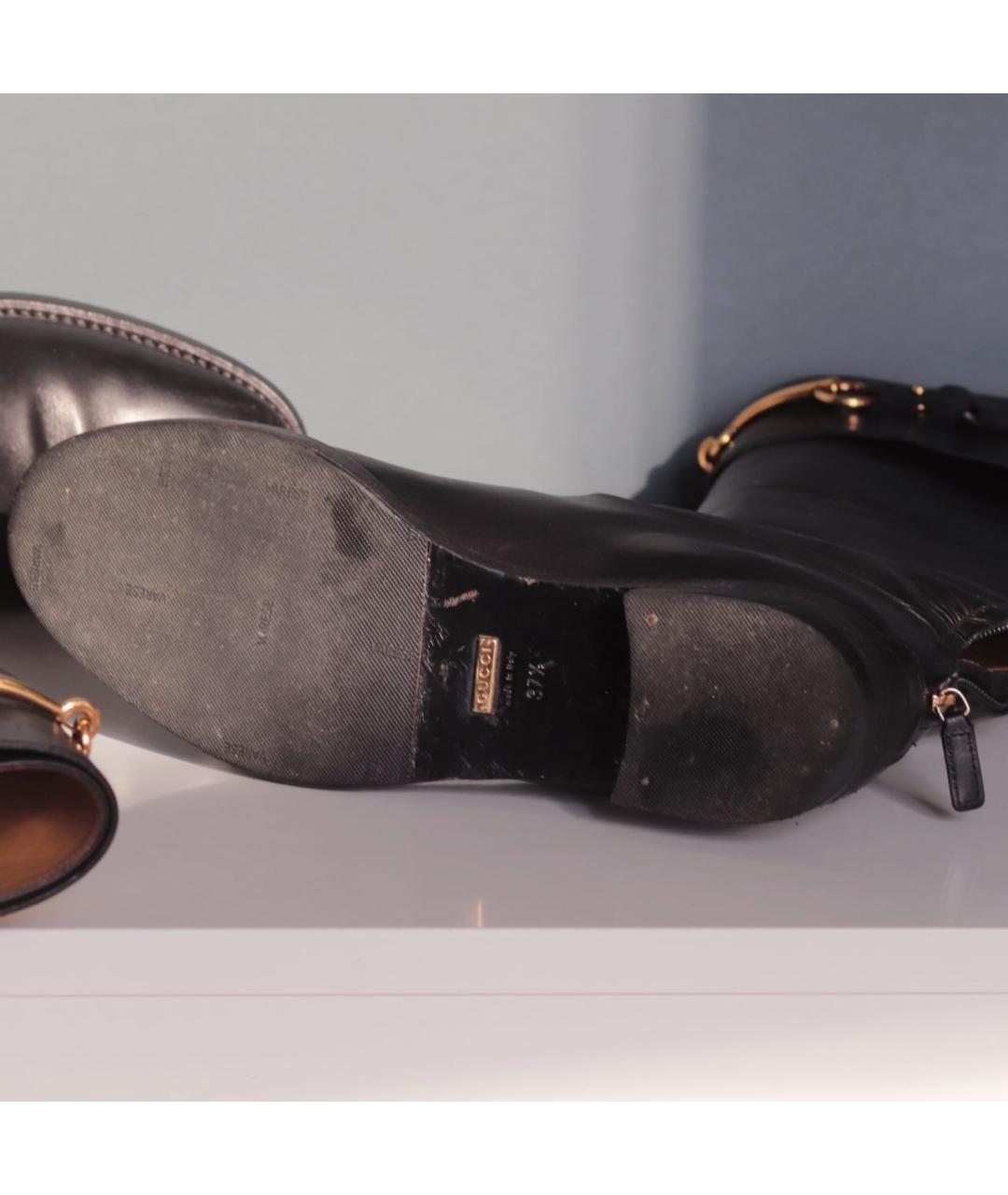 GUCCI Черные кожаные сапоги, фото 8