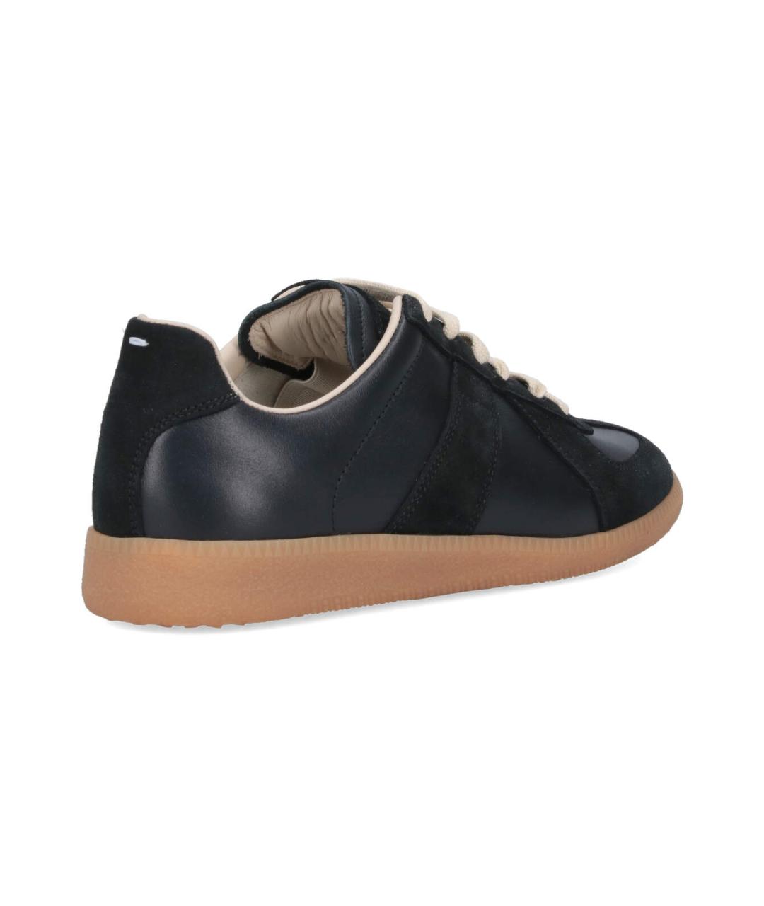 MAISON MARGIELA Черные кожаные кроссовки, фото 4