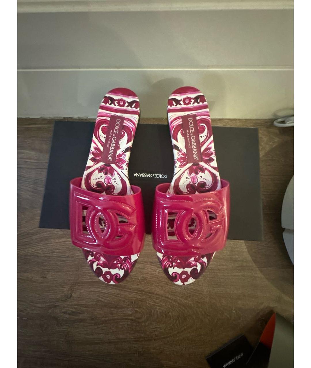 DOLCE&GABBANA Фуксия сабо из лакированной кожи, фото 2