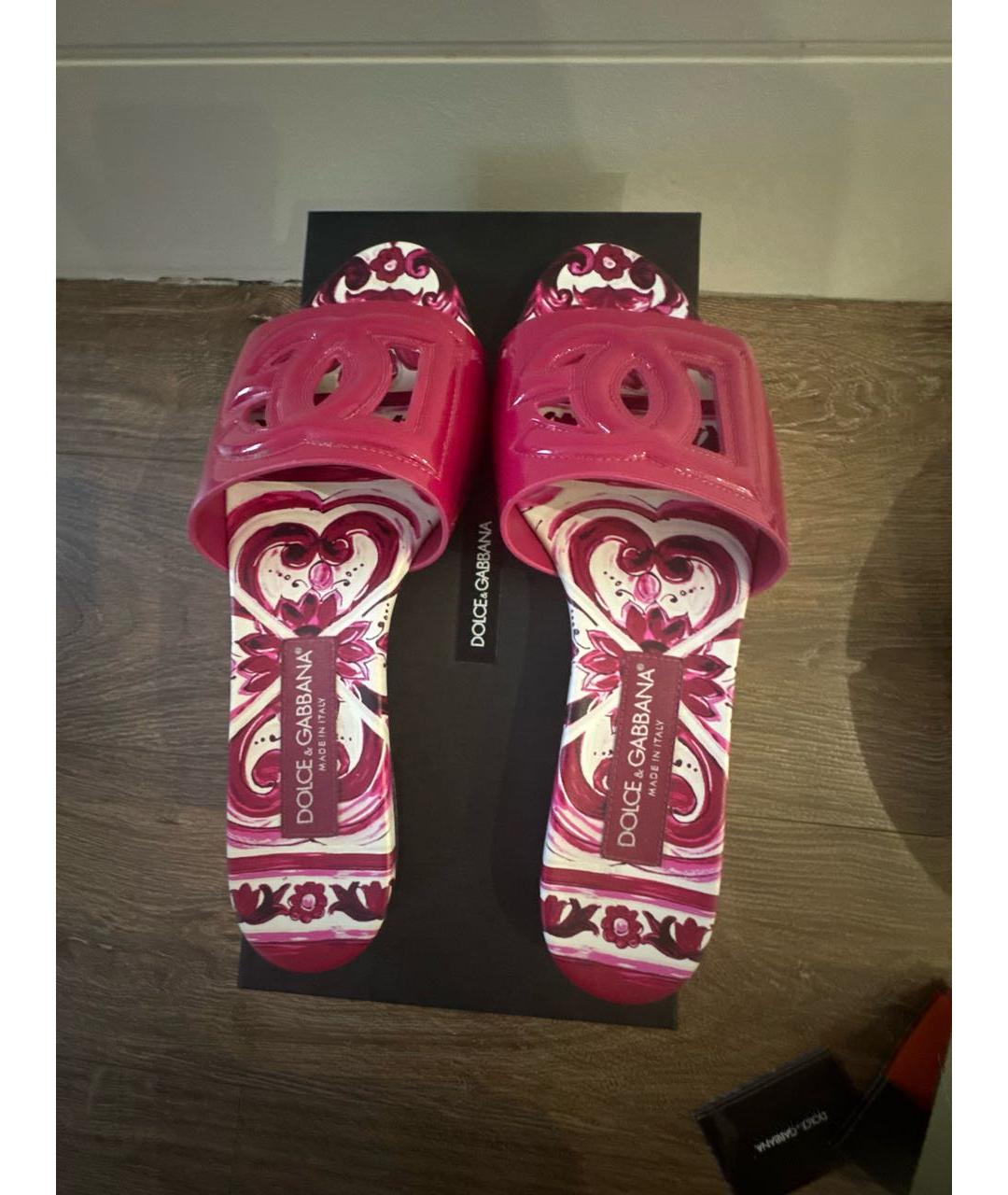 DOLCE&GABBANA Фуксия сабо из лакированной кожи, фото 3