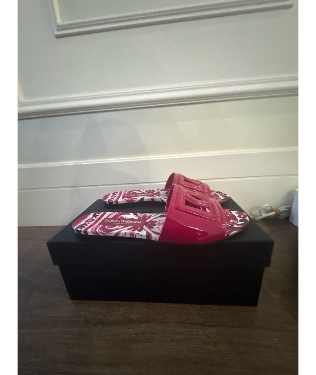 DOLCE&GABBANA Фуксия сабо из лакированной кожи, фото 6