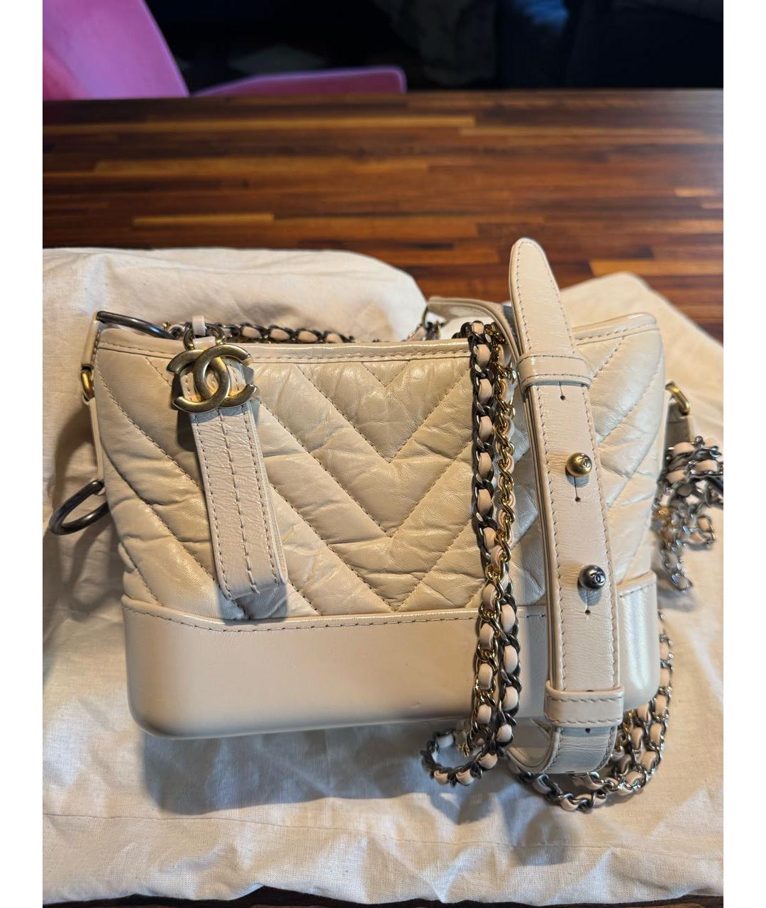 CHANEL Бежевая кожаная сумка через плечо, фото 9