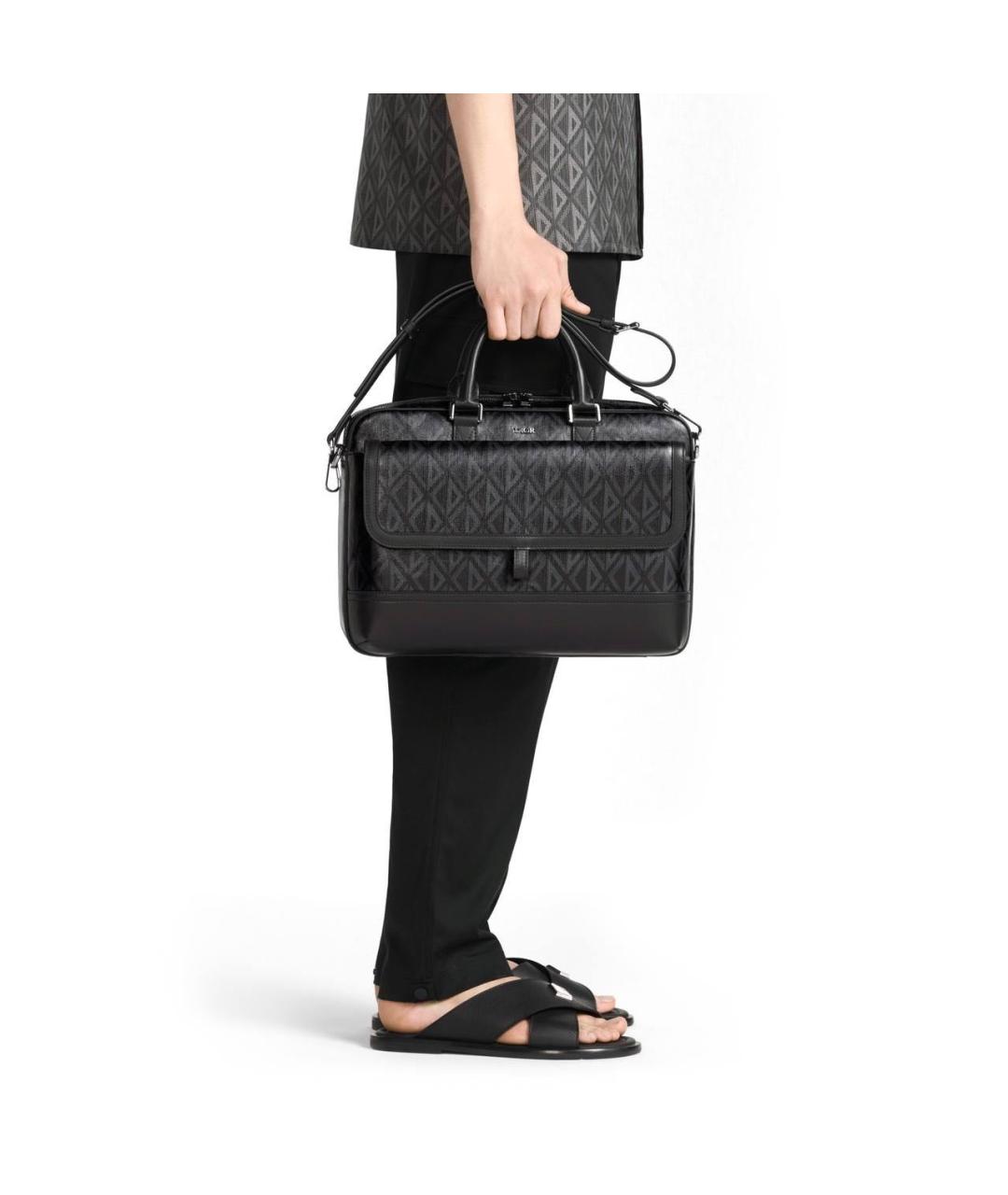 CHRISTIAN DIOR Черная кожаная сумка на плечо, фото 4