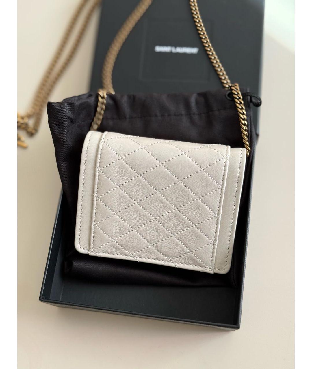 SAINT LAURENT Белая кожаная поясная сумка, фото 3
