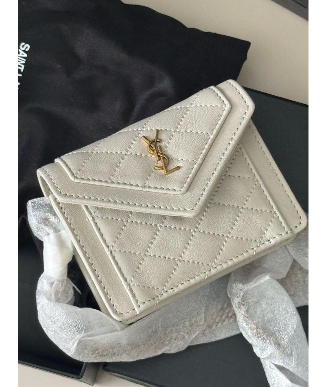 SAINT LAURENT Белая кожаная поясная сумка, фото 6