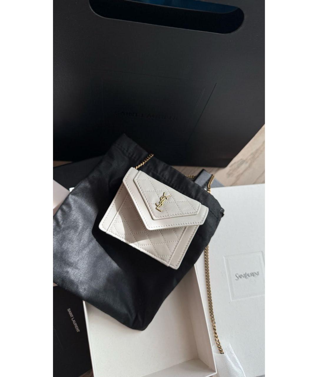 SAINT LAURENT Белая кожаная поясная сумка, фото 8