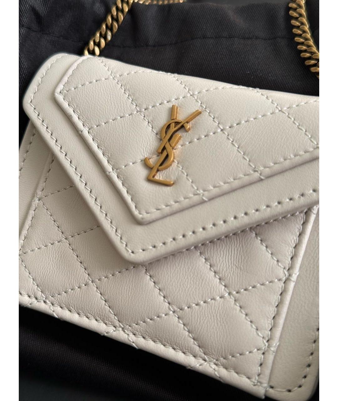 SAINT LAURENT Белая кожаная поясная сумка, фото 7