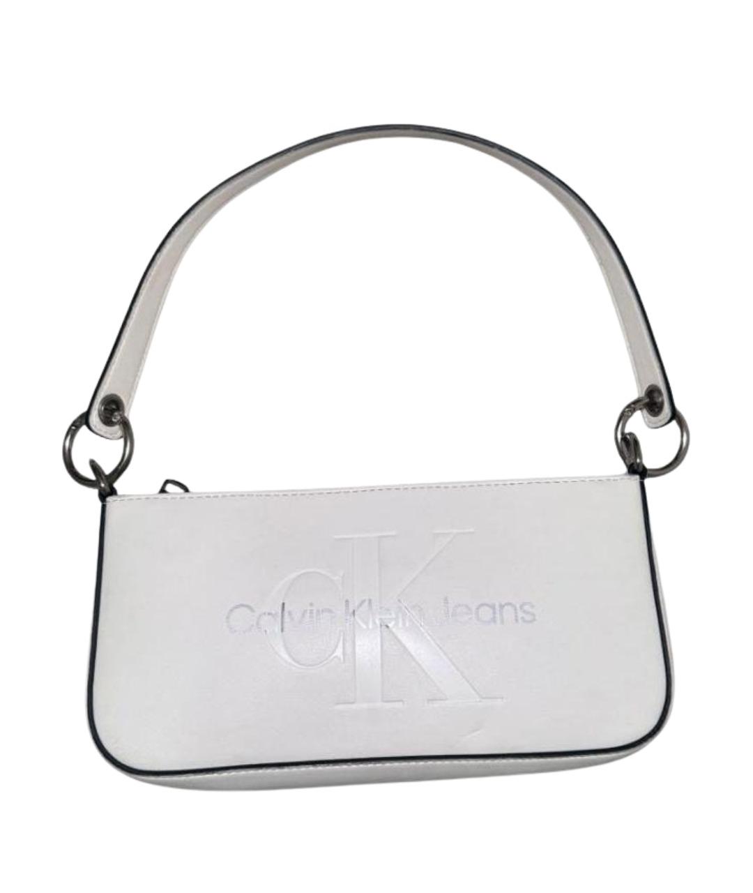 CALVIN KLEIN Белая кожаная сумка с короткими ручками, фото 1