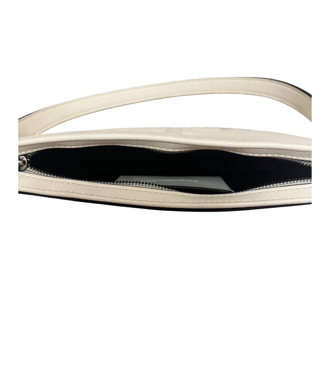 CALVIN KLEIN Белая кожаная сумка с короткими ручками, фото 2