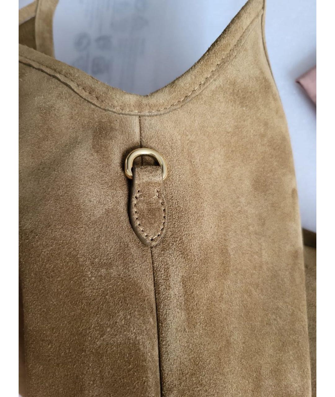 MIU MIU Коричневая замшевая сумка с короткими ручками, фото 7
