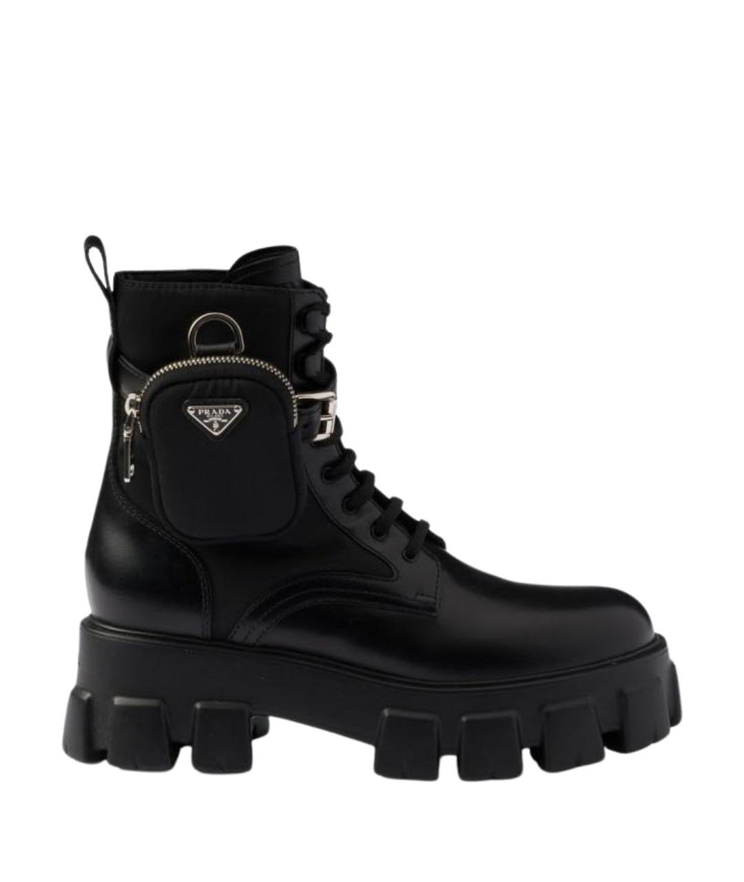 PRADA Черные кожаные ботинки, фото 1