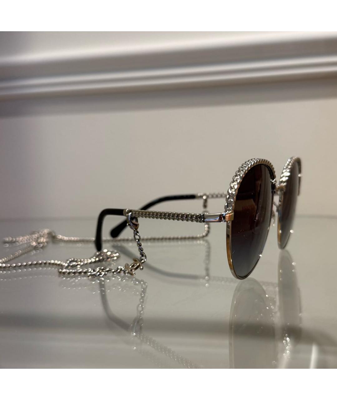 CHANEL Черные металлические солнцезащитные очки, фото 3