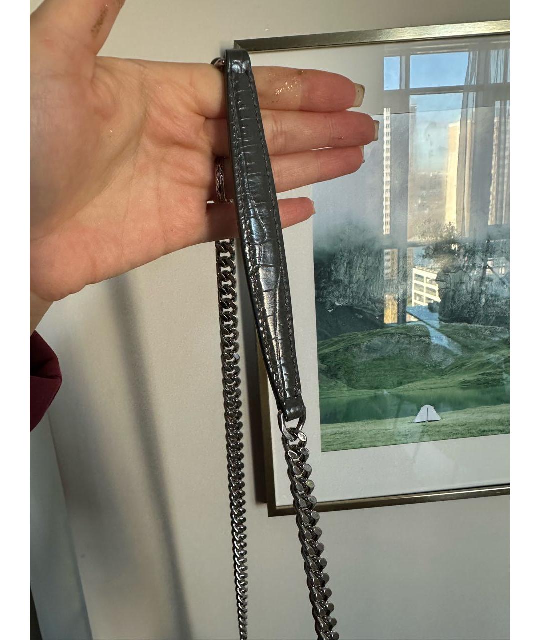 SAINT LAURENT Антрацитовая кожаная сумка через плечо, фото 5