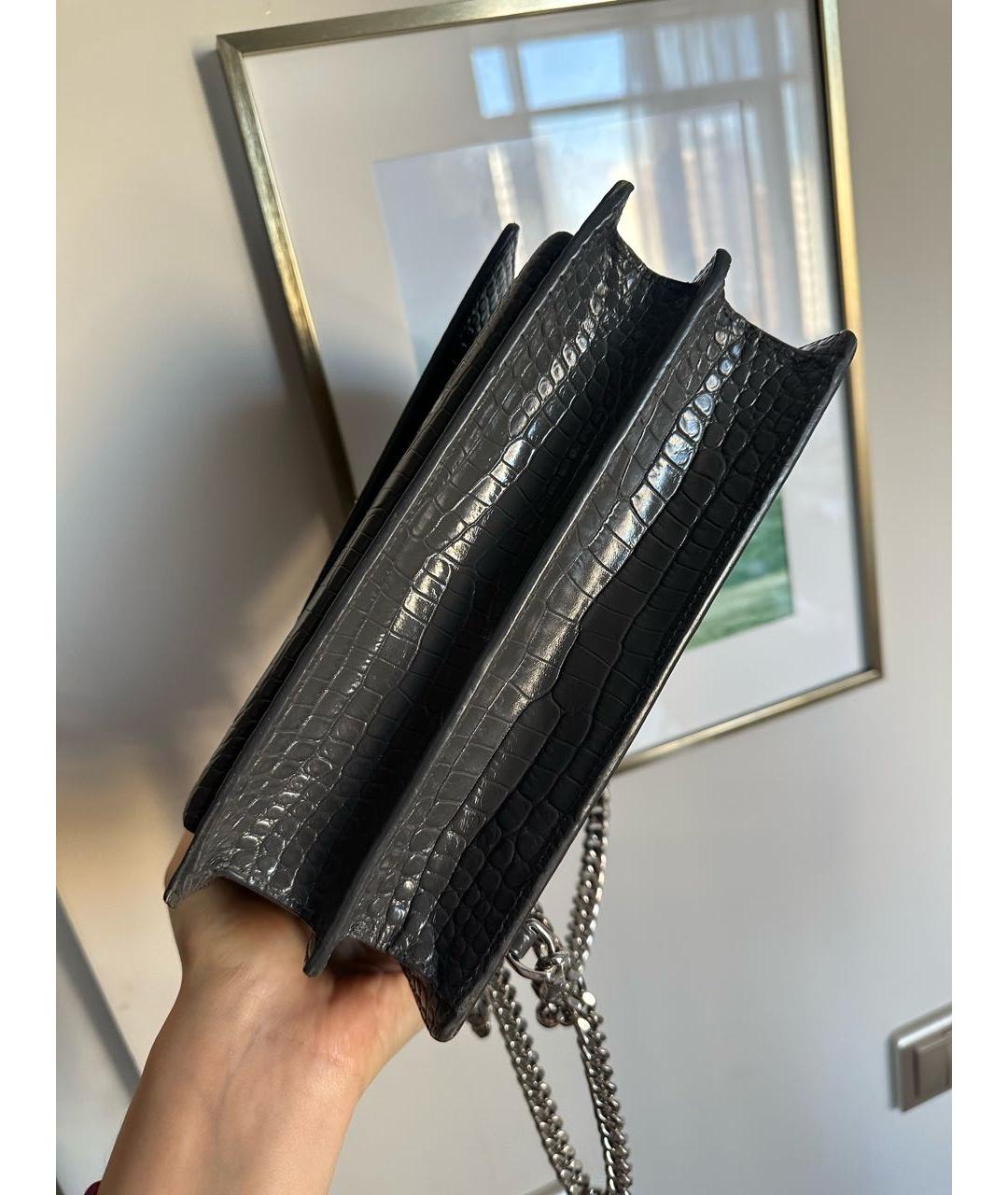 SAINT LAURENT Антрацитовая кожаная сумка через плечо, фото 3