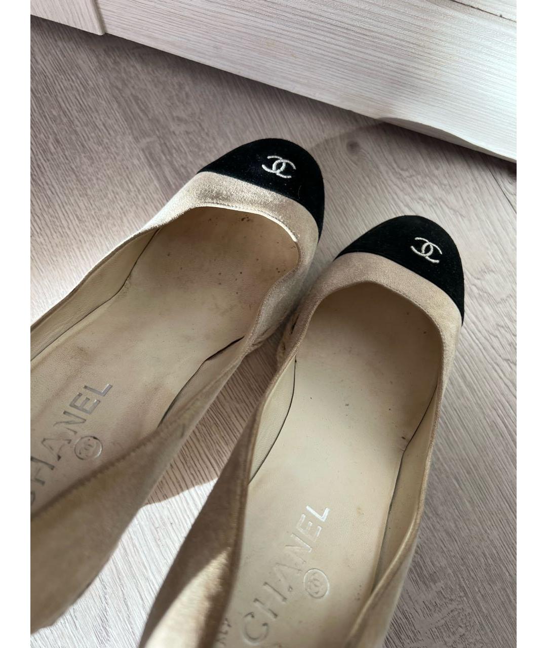 CHANEL Бежевые замшевые туфли, фото 8