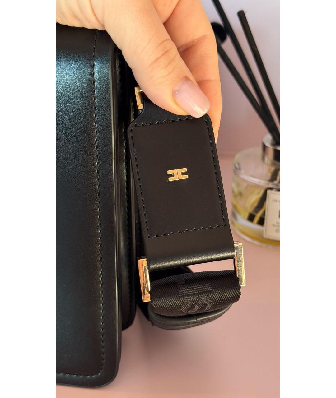 ELISABETTA FRANCHI Черная сумка через плечо из искусственной кожи, фото 6