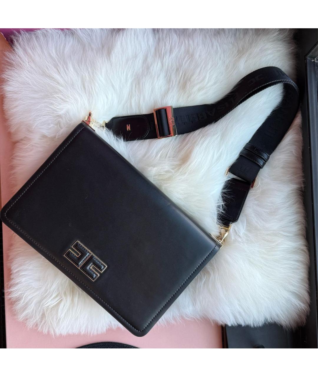 ELISABETTA FRANCHI Черная сумка через плечо из искусственной кожи, фото 2