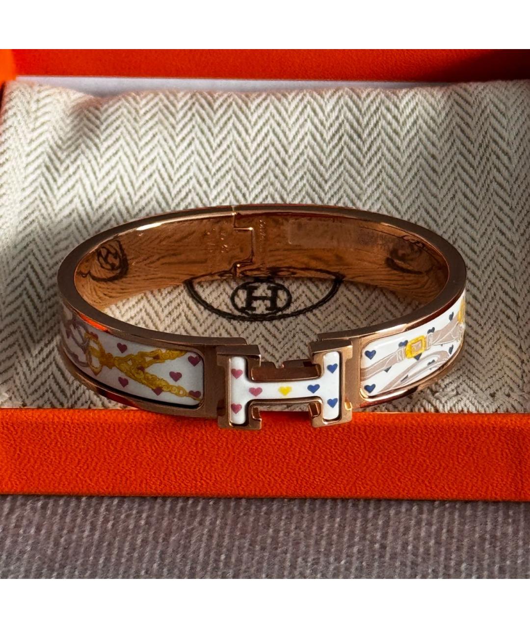 HERMES Золотой металлический браслет, фото 3