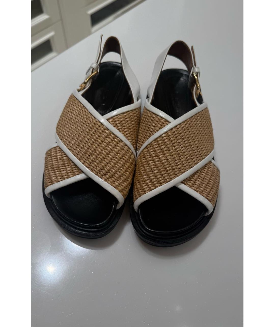 MARNI Бежевые кожаные сандалии, фото 2