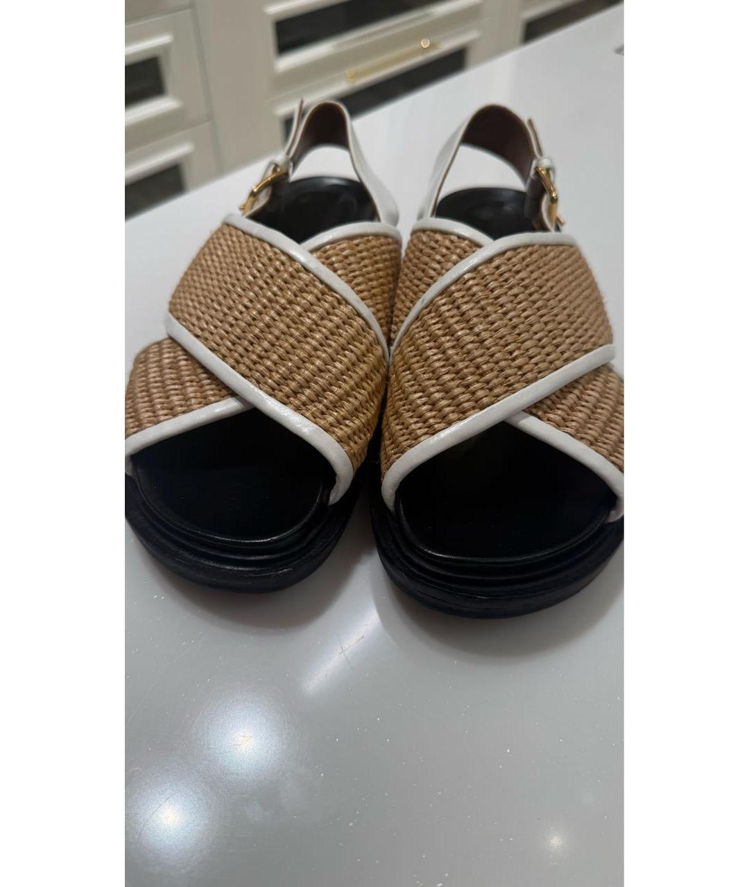 MARNI Бежевые кожаные сандалии, фото 3