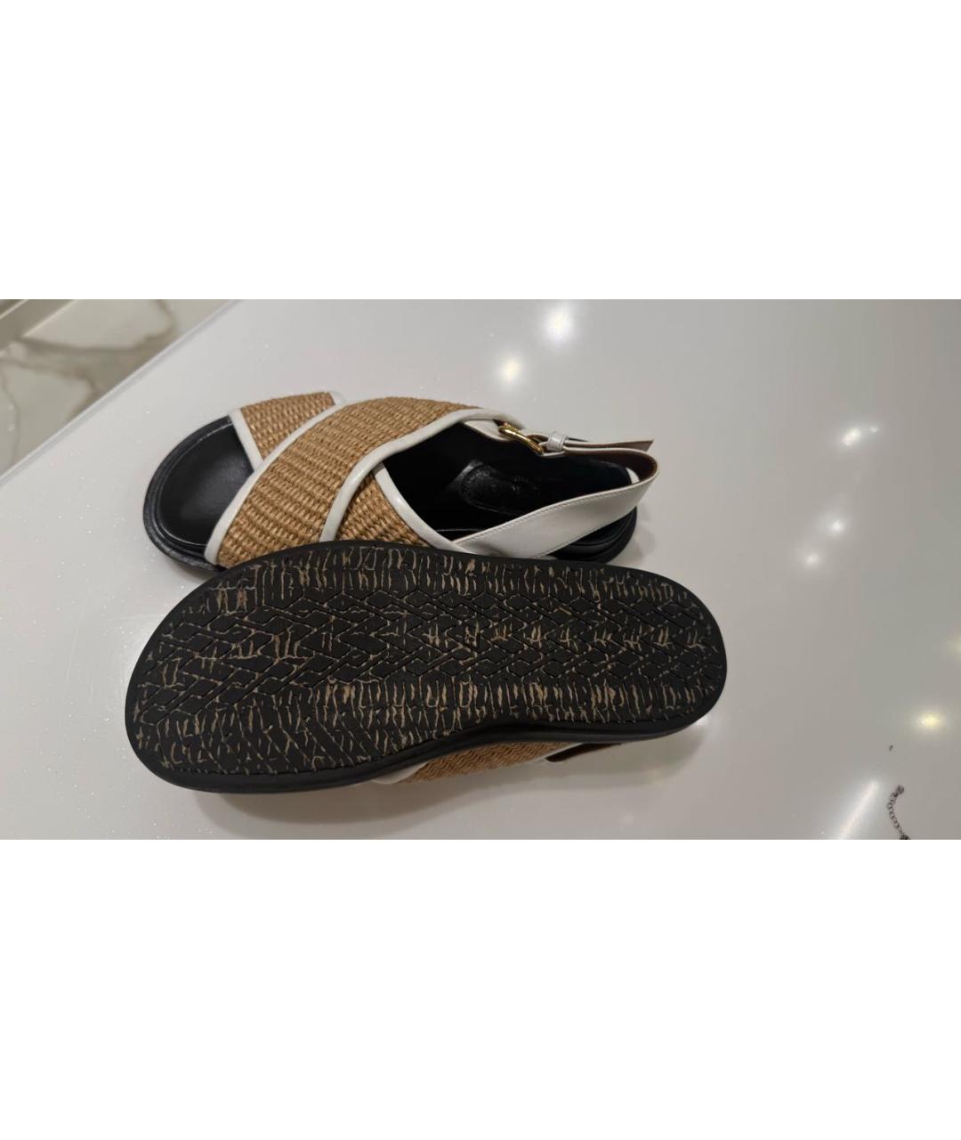 MARNI Бежевые кожаные сандалии, фото 5