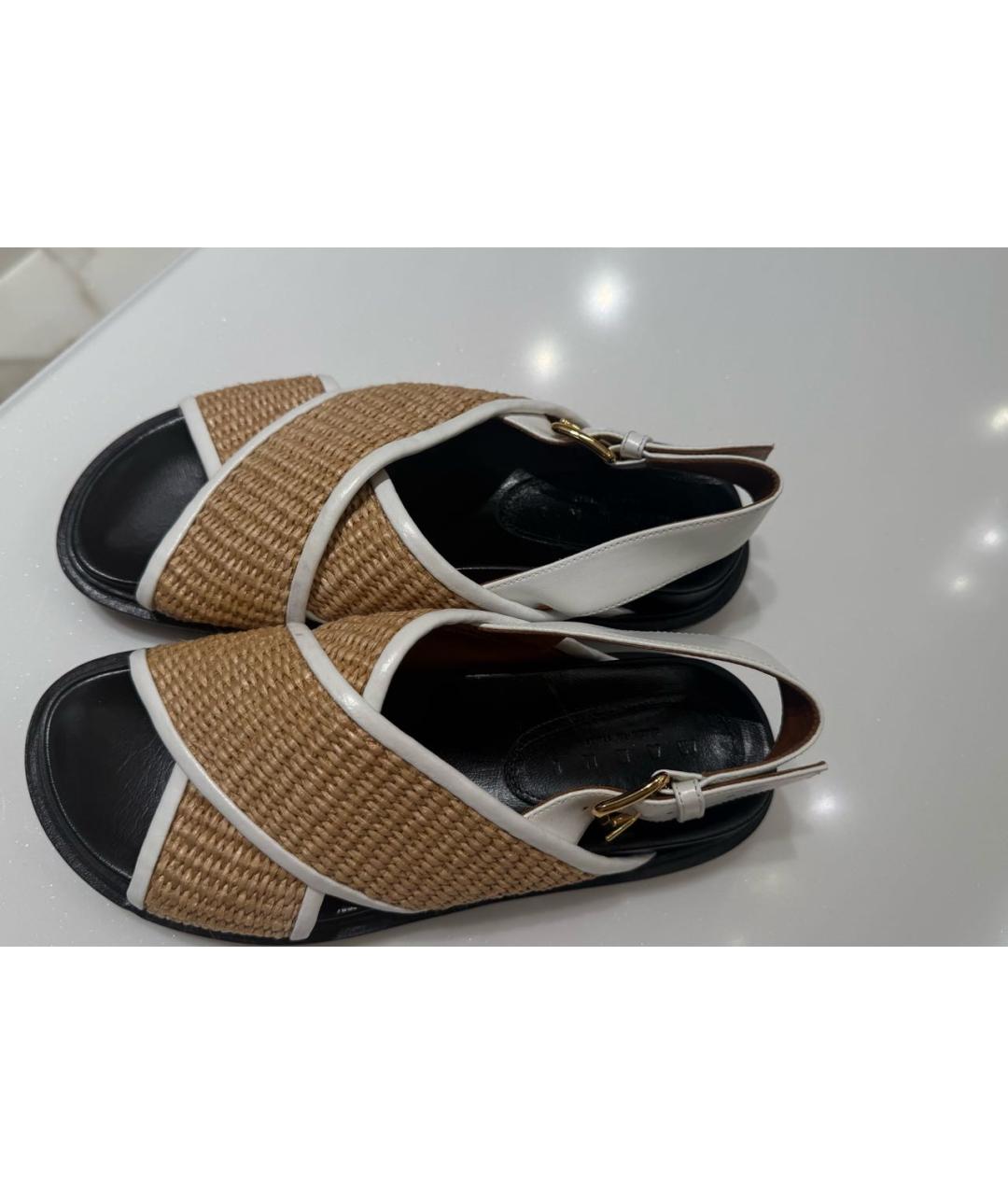 MARNI Бежевые кожаные сандалии, фото 4