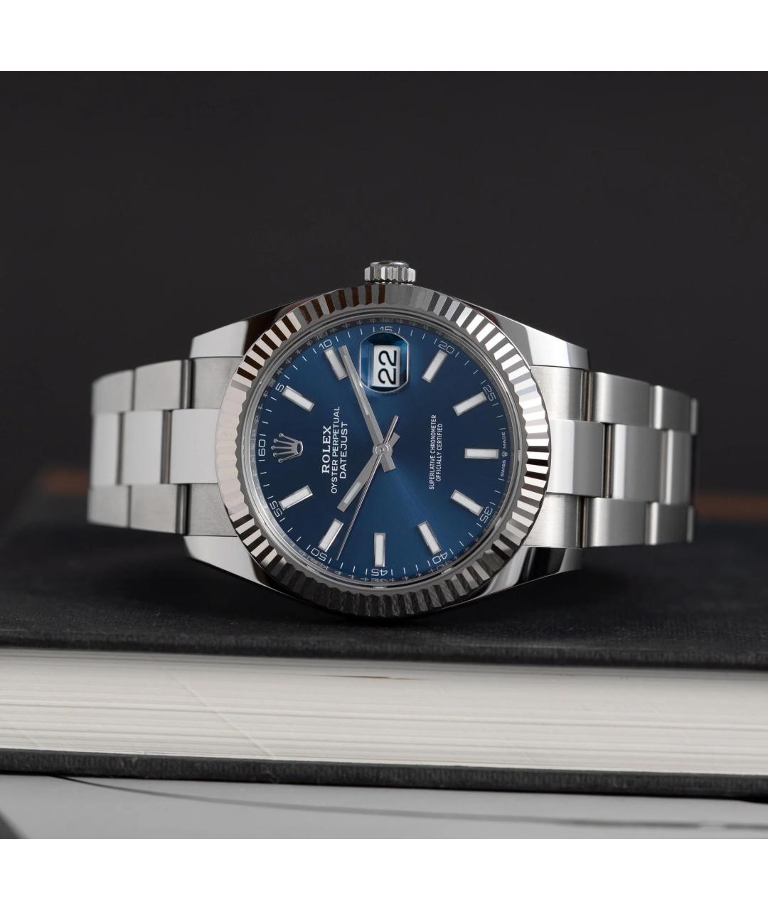 ROLEX Синие часы из белого золота, фото 4