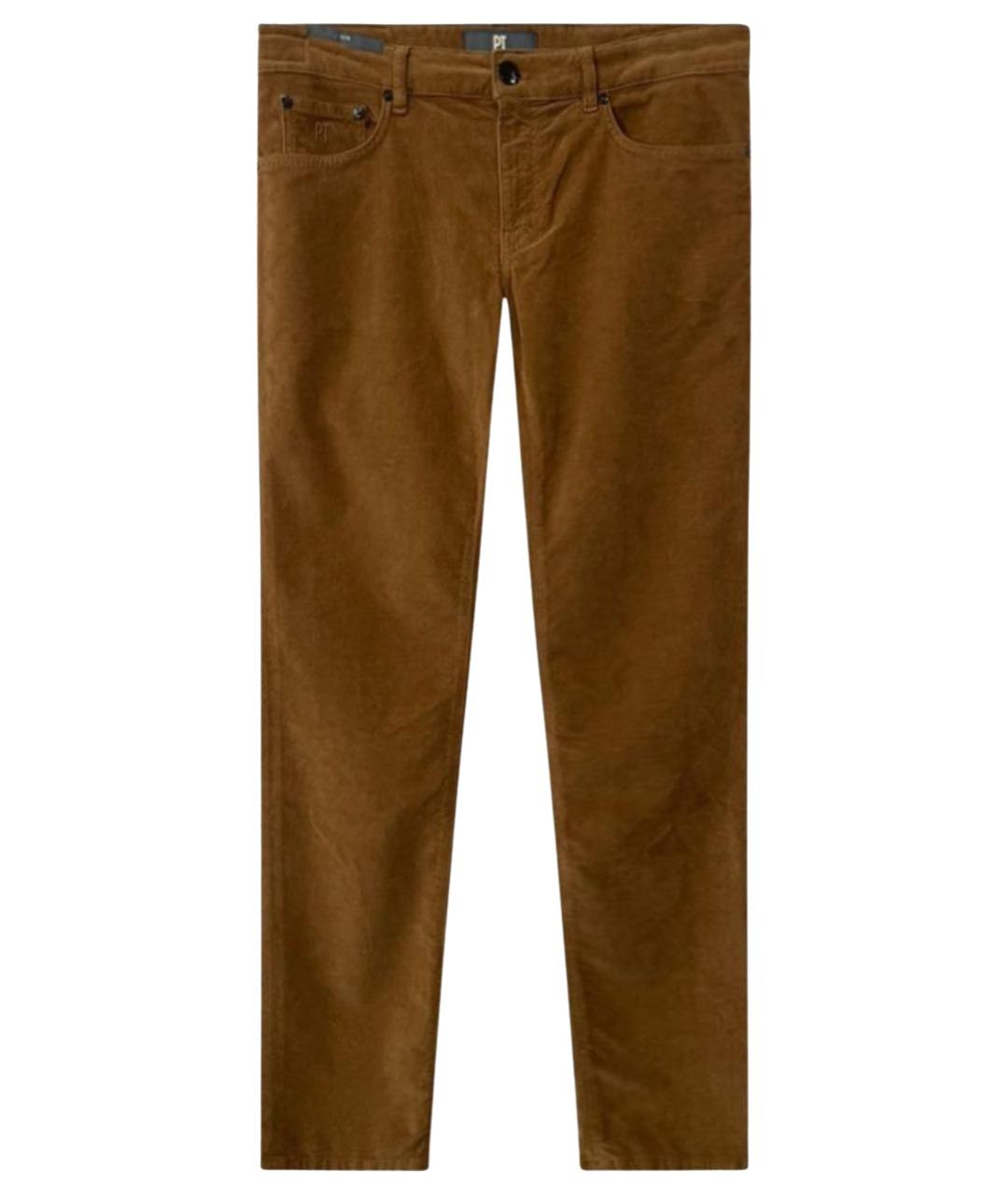 PT TORINO Коричневые бархатные повседневные брюки, фото 1