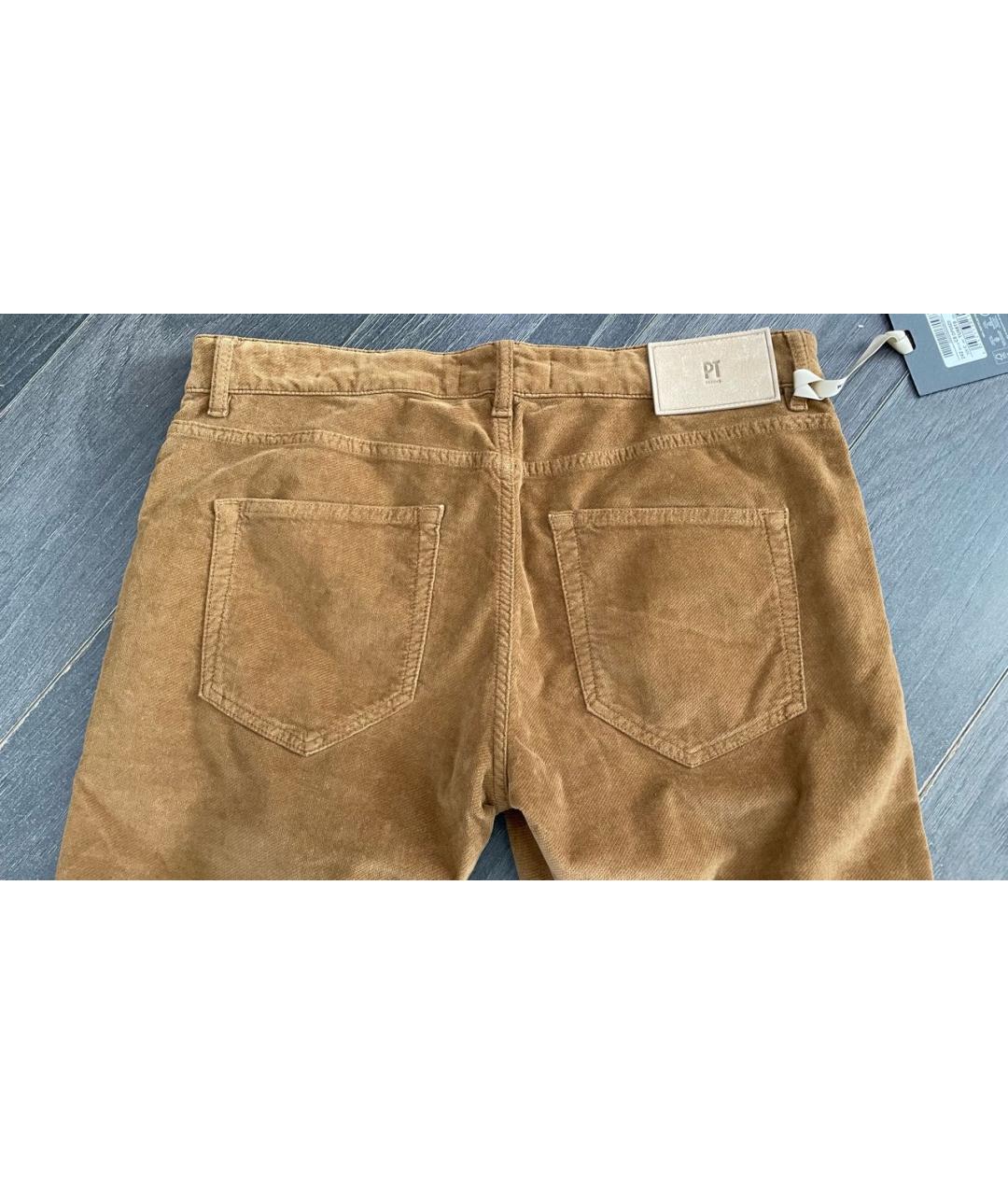 PT TORINO Коричневые бархатные повседневные брюки, фото 3